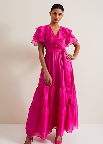 Phase Eight Mabelle Organza Dress Fuchsia Canada | YLNPRZ-825